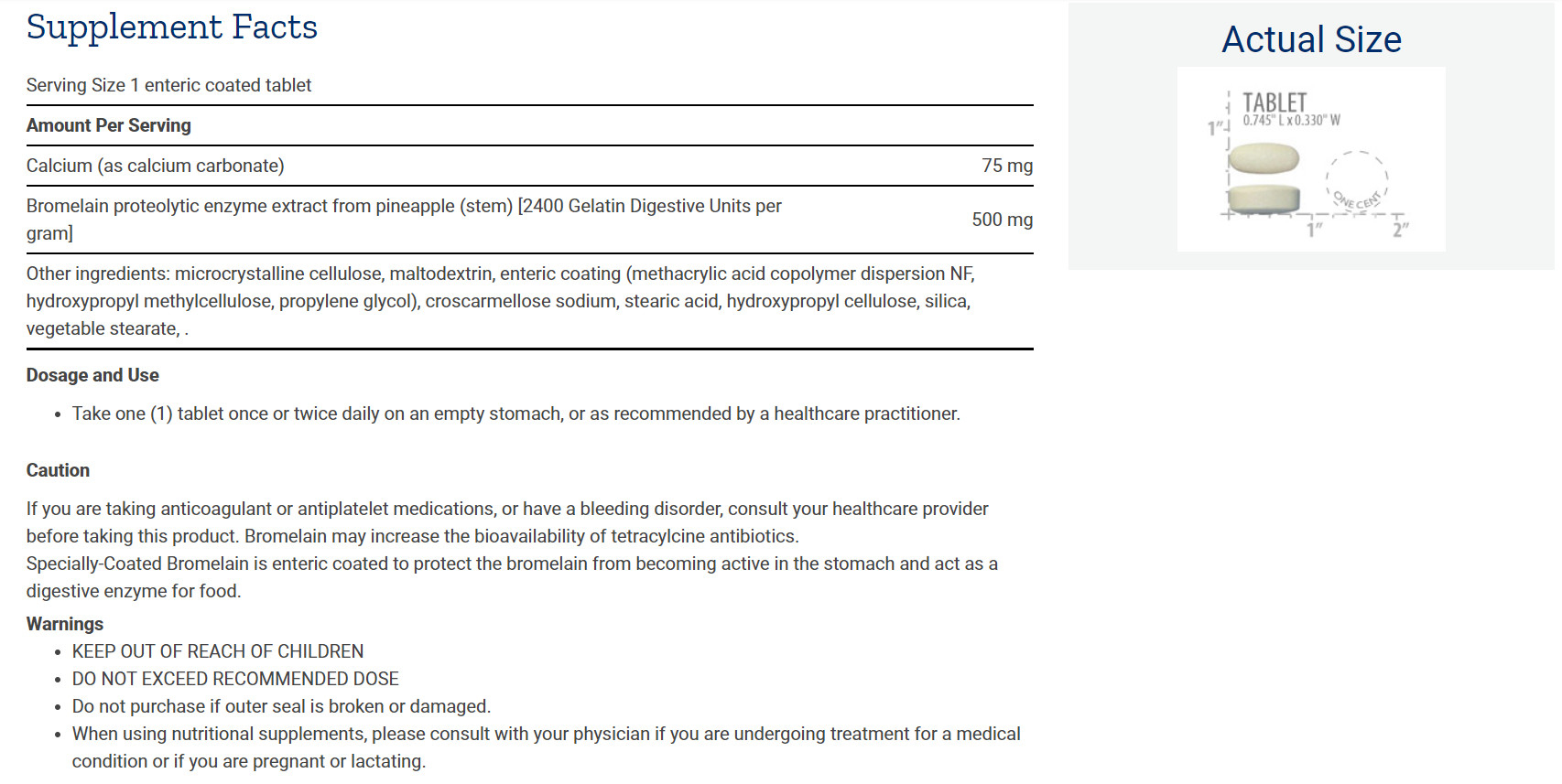 [預購] 鳳梨酵素 500毫克 60粒腸溶素食錠劑 Life Extension Bromelain Specially Coated