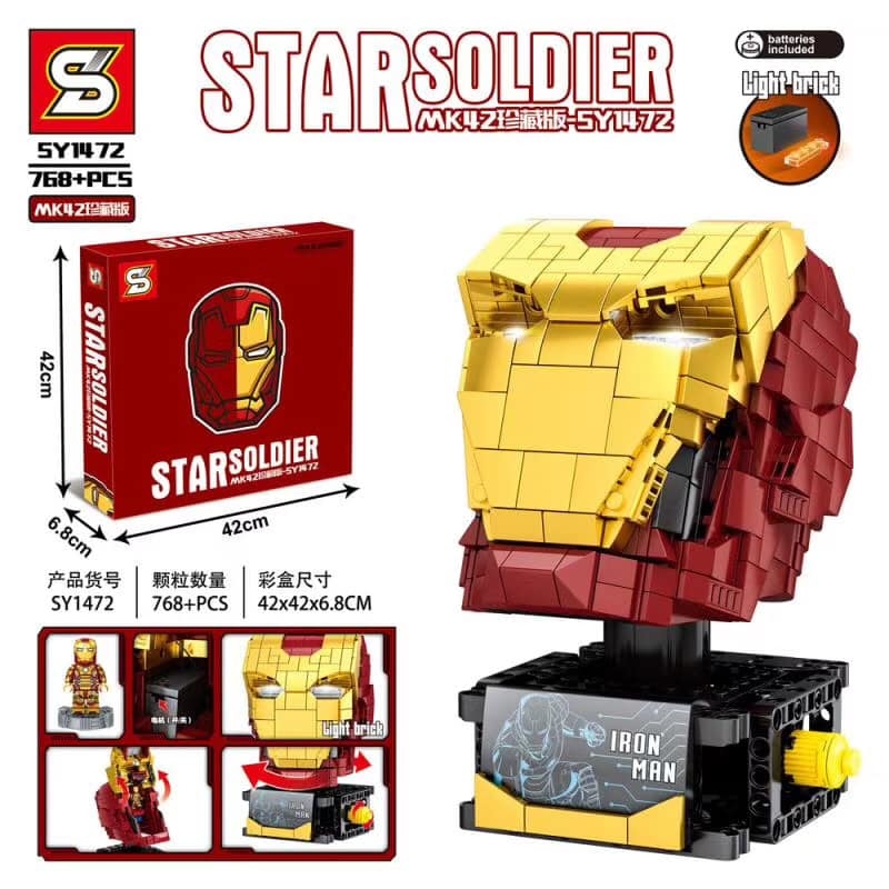 Iron man Head Avengers Endgame Fit Lego Building Set NO BOX SY1472