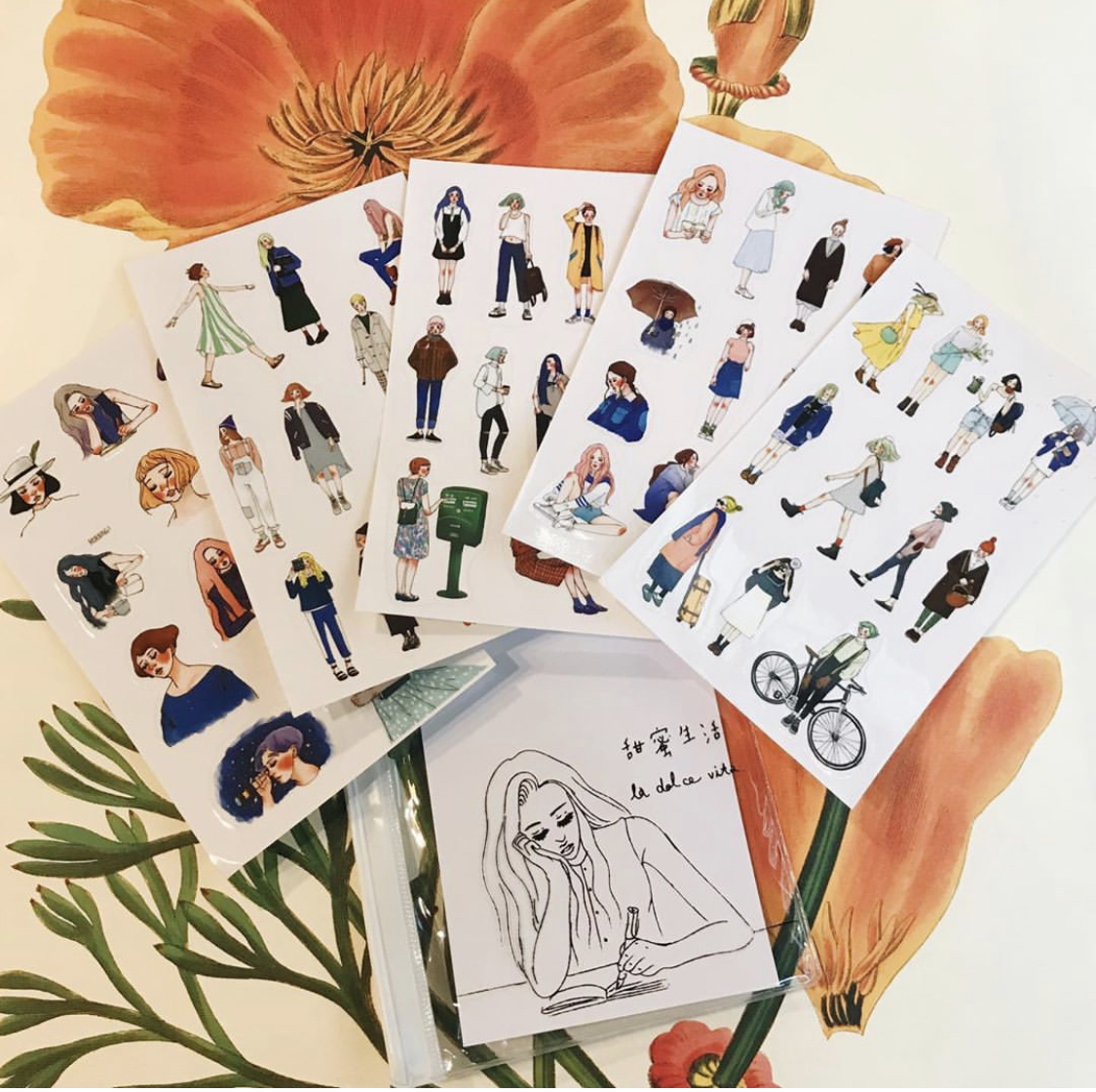 Transparent stickers set with 5 in