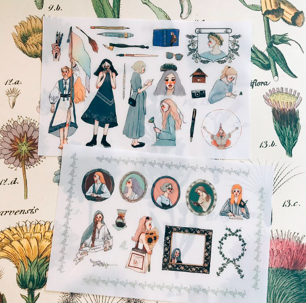 文藝女孩轉印貼紙｜甜蜜生活