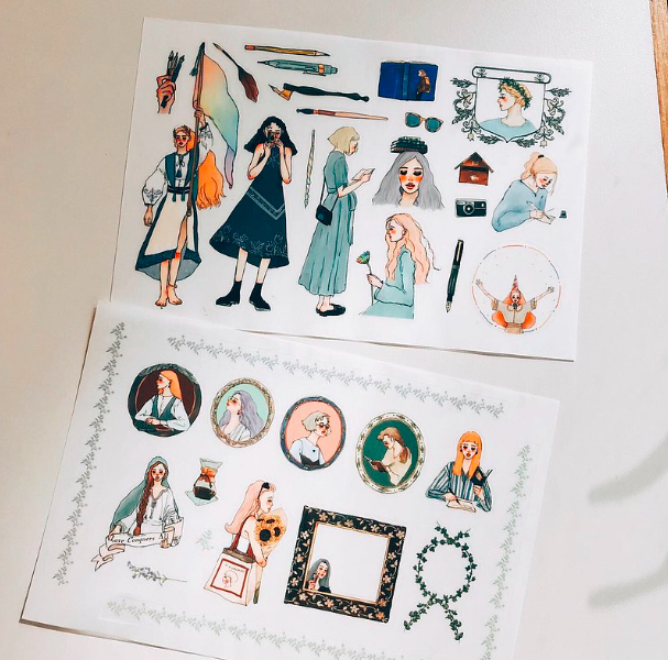 文藝女孩轉印貼紙｜甜蜜生活