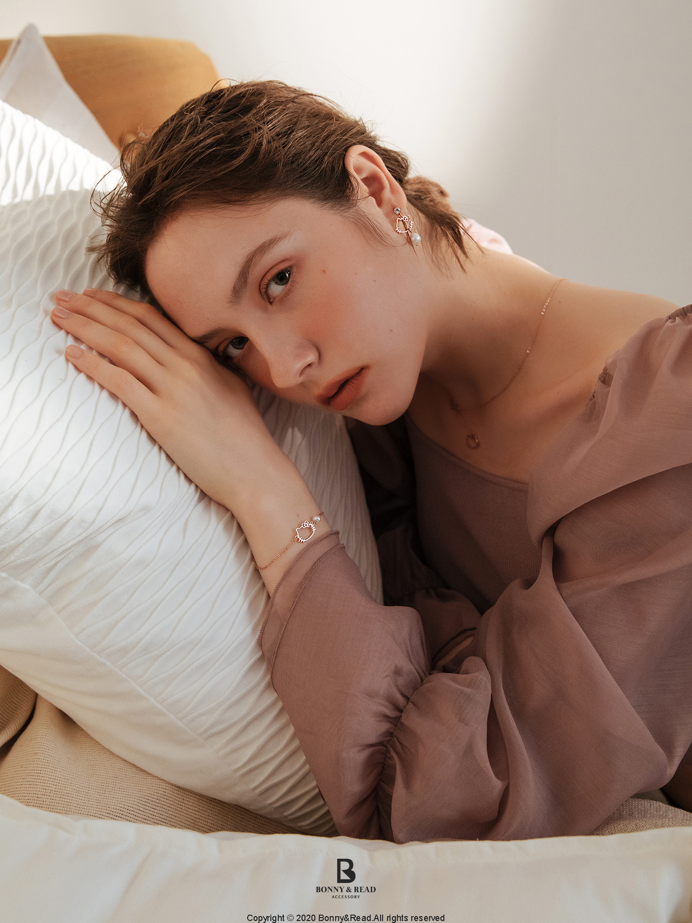 純銀 抗過敏 Hello Kitty 淡水珍珠 手鍊 三麗鷗