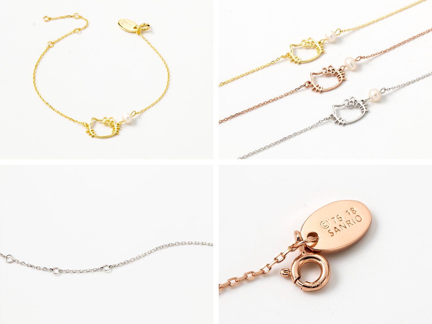 純銀 抗過敏 Hello Kitty 淡水珍珠 手鍊 三麗鷗