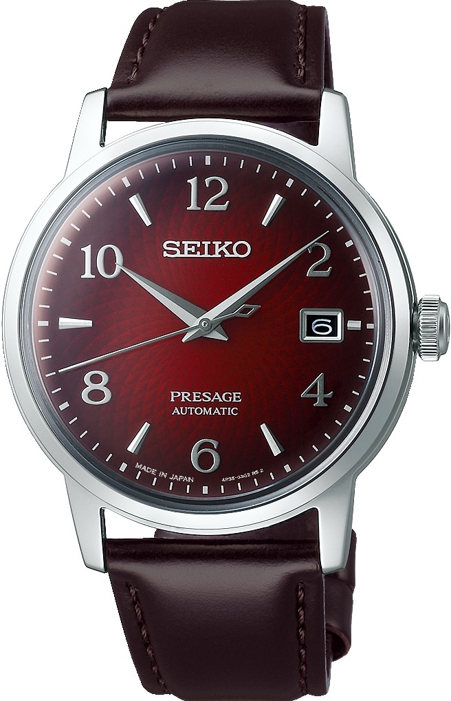 萬年鐘錶 - SEIKO Presage  紅色雞尾酒扭索紋機械錶  4R35-04A0R / SRPE41J1  錶徑38.5MM *NEW