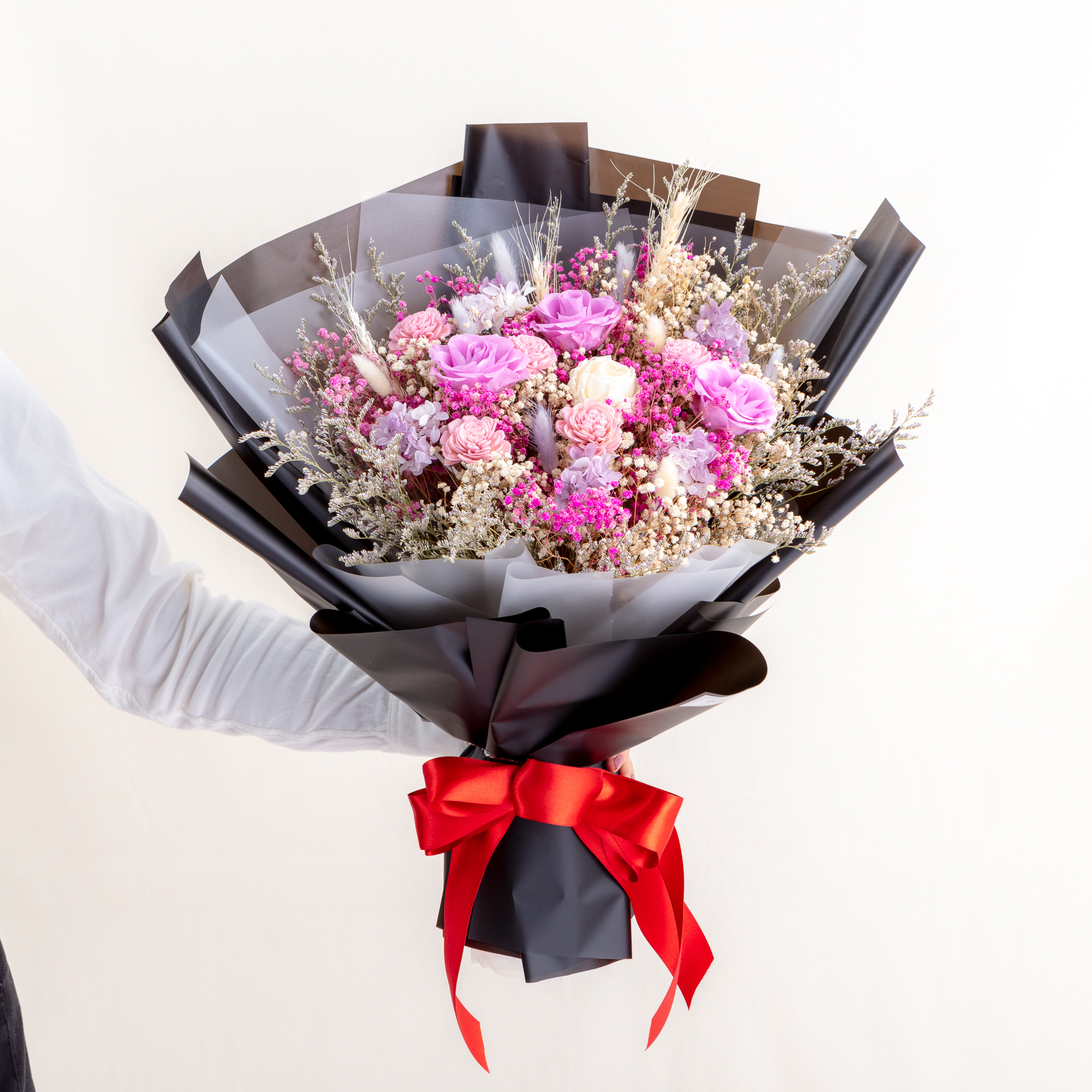 |低調奢華夢幻紫-情人節禮物-求婚花束-滿天星乾燥花束-特大|