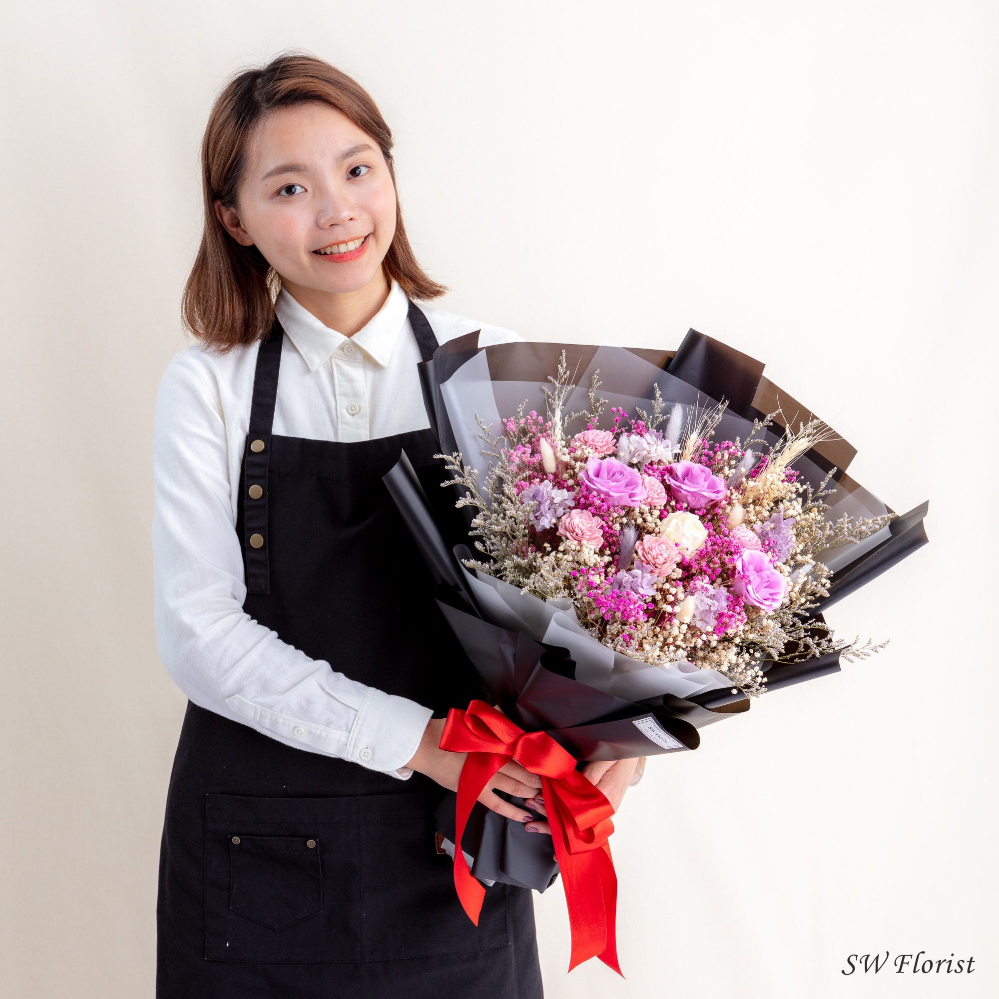 |低調奢華夢幻紫-情人節禮物-求婚花束-滿天星乾燥花束-特大|