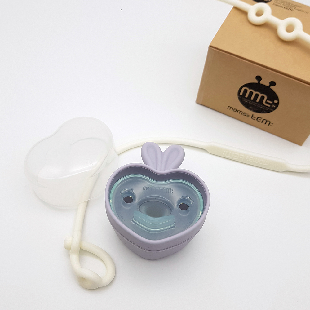 兔子啾啾安撫奶嘴【三件式-奶嘴/兔子收納盒/矽膠萬用防落帶】-韓國MAMA's TEM固齒器