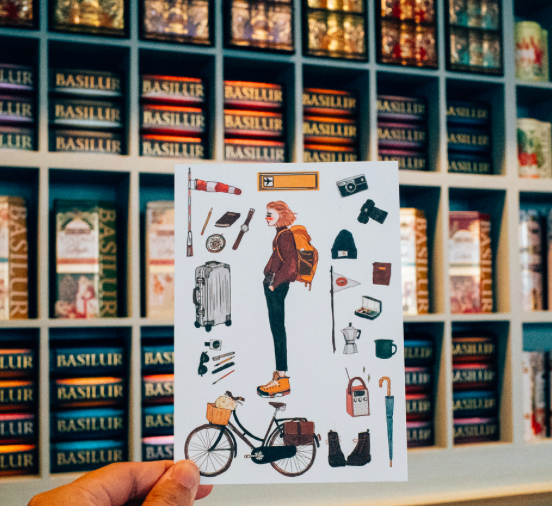 背包客女孩明信片｜甜蜜生活