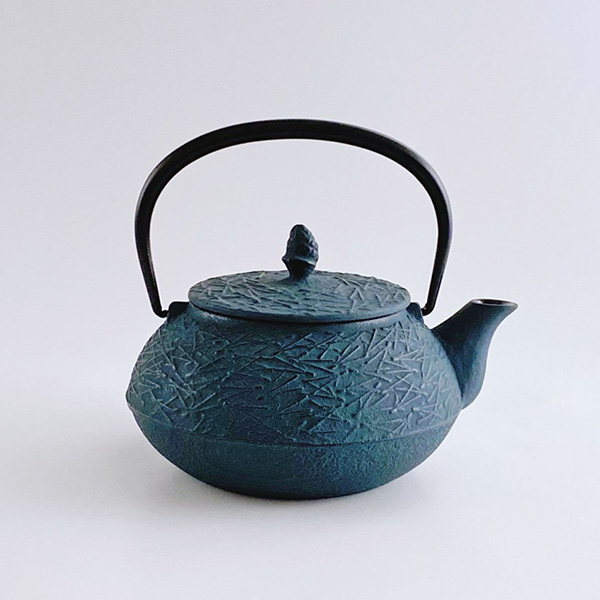 【岩鑄】松葉 彩壺0.65L-青色