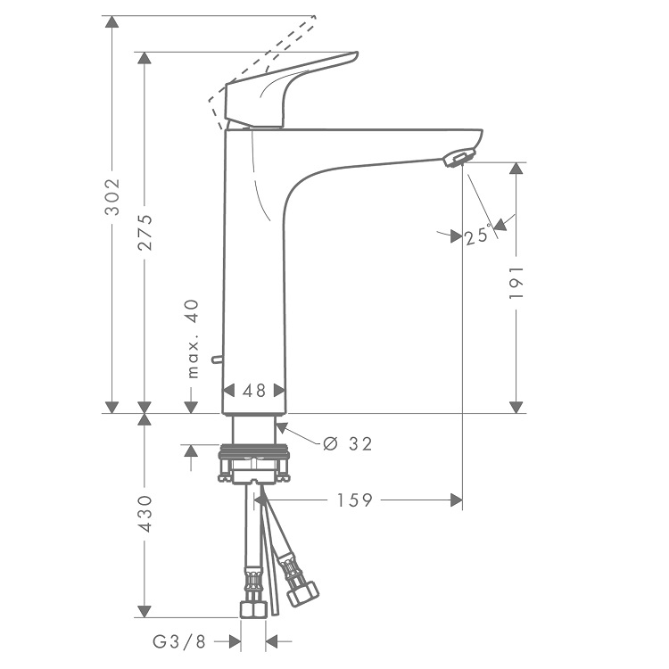 hansgrohe Focus 31608, -000 + 31940, -000 Basin Mixer & Bath Mixer Set
