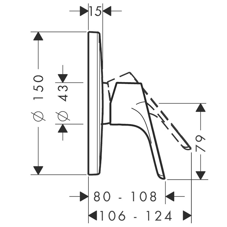 hansgrohe Focus 31965, -000 + 01800, -180 Single lever shower mixer for concealed installation