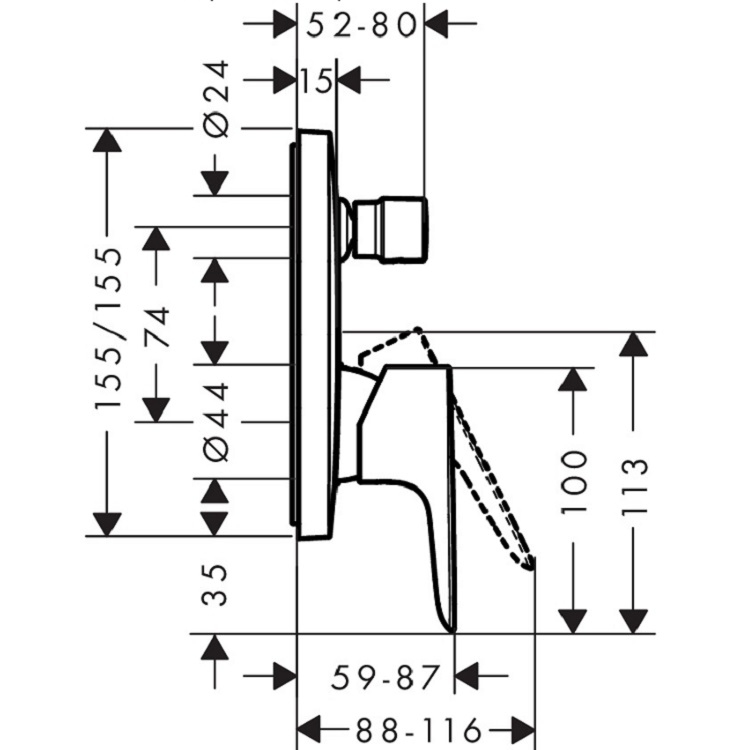 hansgrohe Talis E 71745, -000 + 01800, -180 Single lever bath mixer for concealed installation - GA Approval