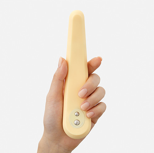 〔初學者恩物〕iroha FIT 《心弦月 - MIKAZUKI》震動按摩棒 (粉黃色)