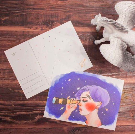 望遠鏡女孩明信片｜甜蜜生活