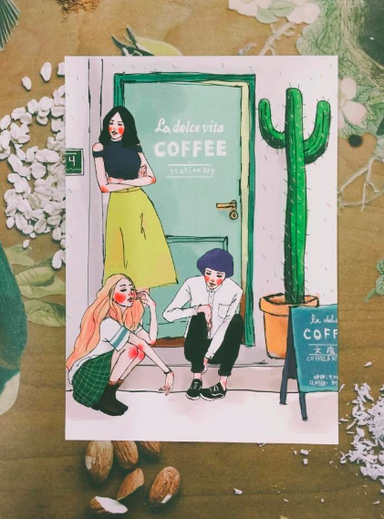 女孩咖啡館明信片｜甜蜜生活