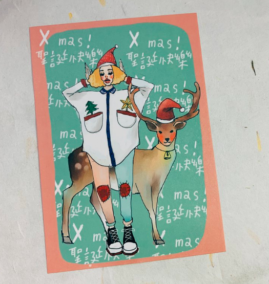 麋鹿女孩 甜蜜聖誕明信片｜甜蜜生活