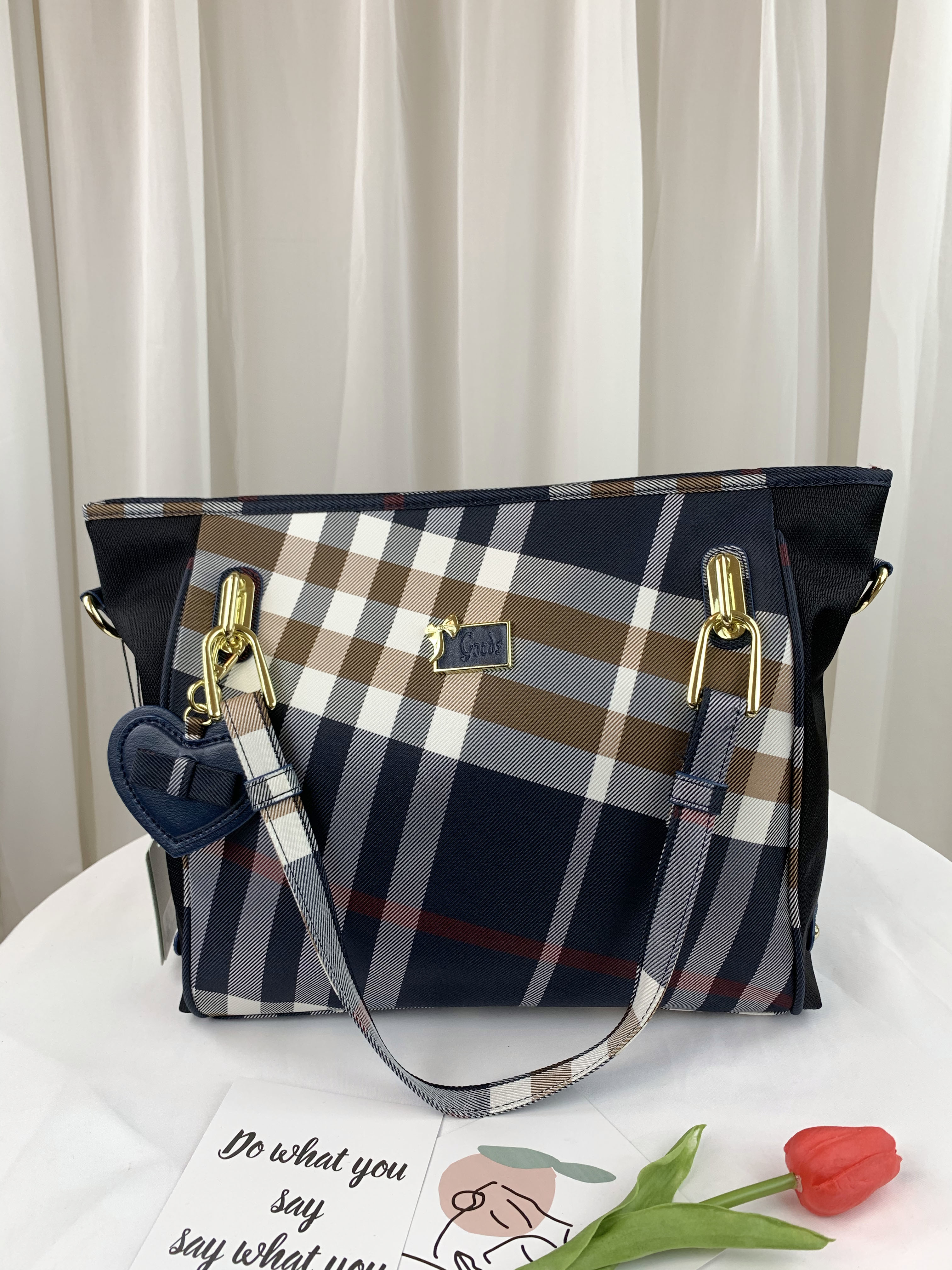 GOODS 大格黑 經典拼色防潑水手提包 / 側背包 #2039