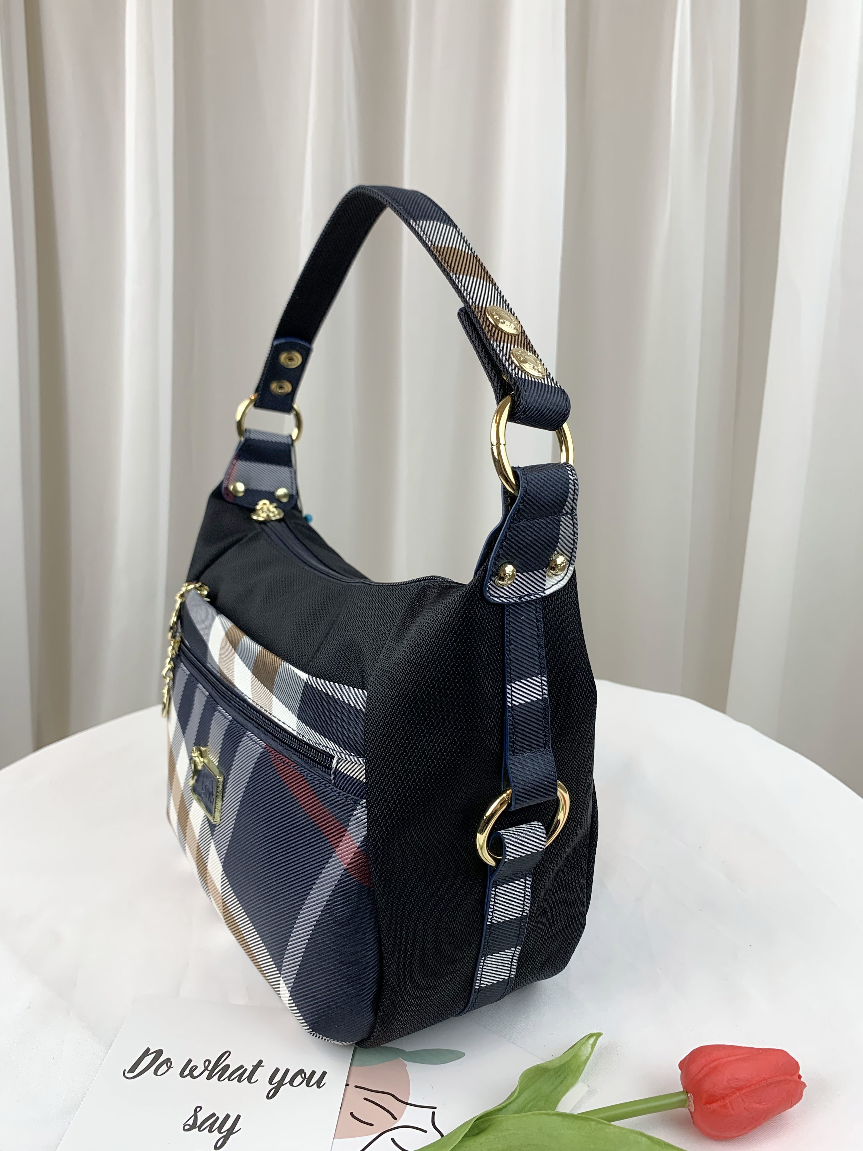 GOODS 大格黑 經典拼色中型肩背包 側背包 #2276