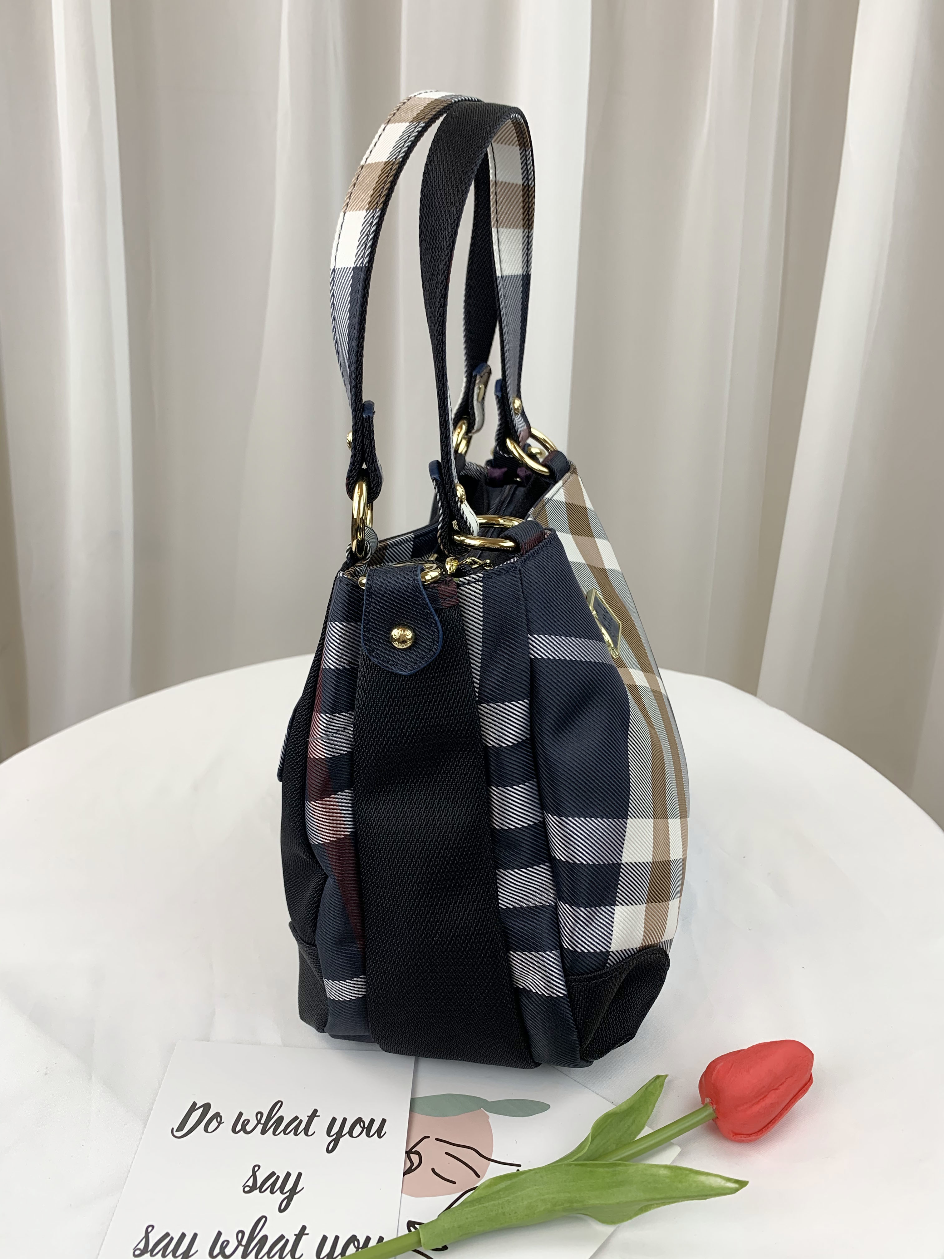 GOODS 大格黑 經典拼色多層收納手提包 / 側背包 #2565