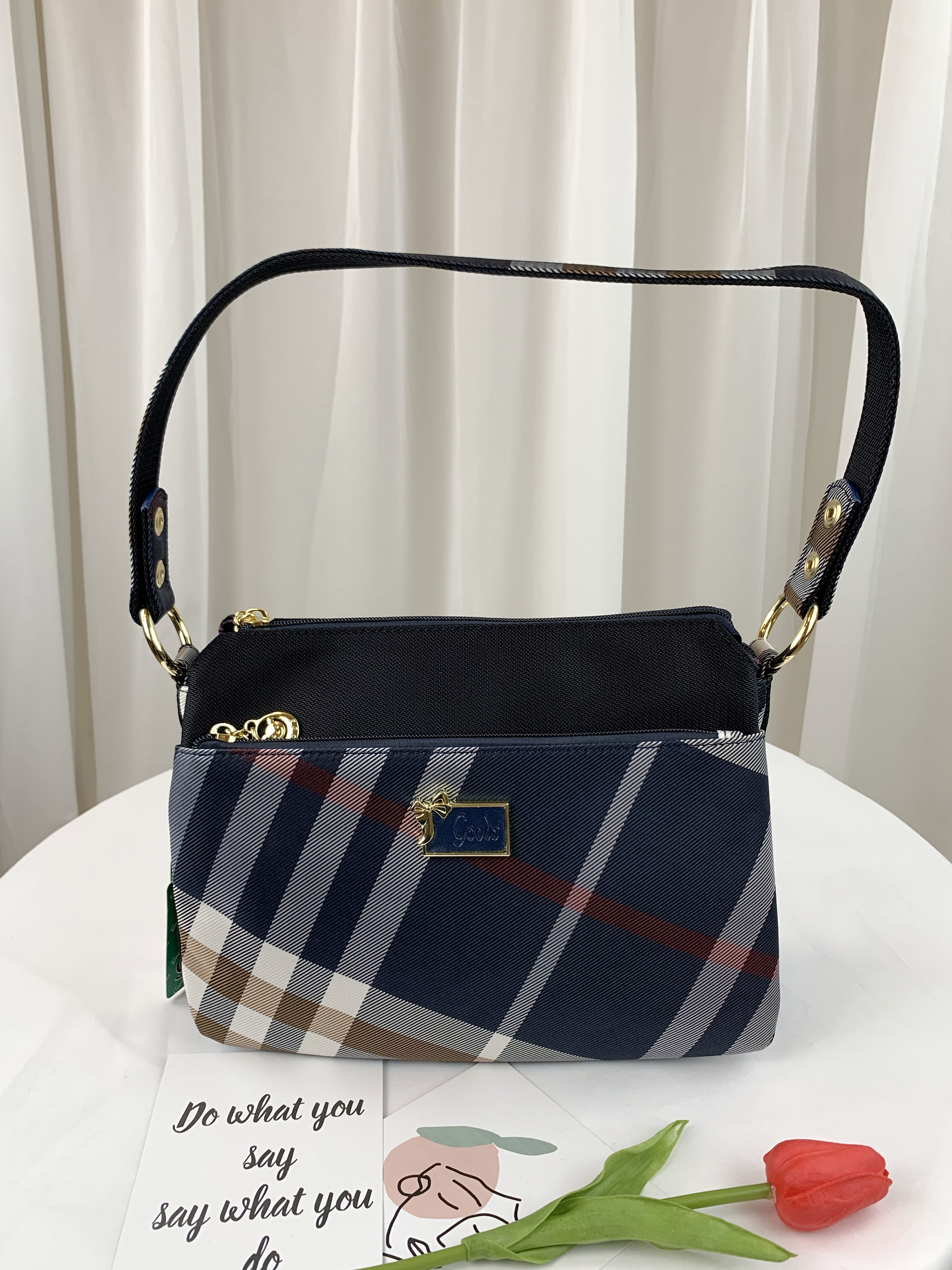 GOODS 大格黑 經典拼色防潑水肩背包 / 側背包 #29259