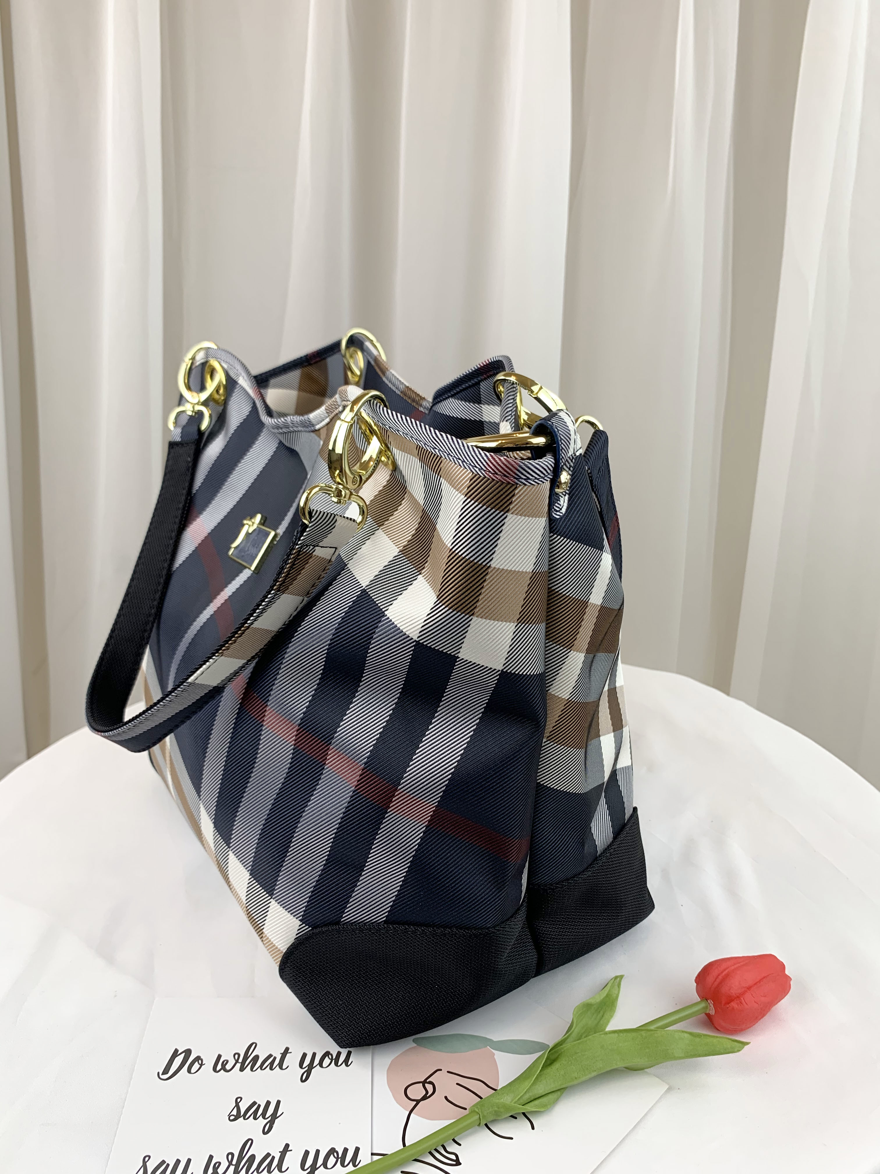 GOODS 大格黑 經典拼色防潑水手提包 / 側背包 #29472