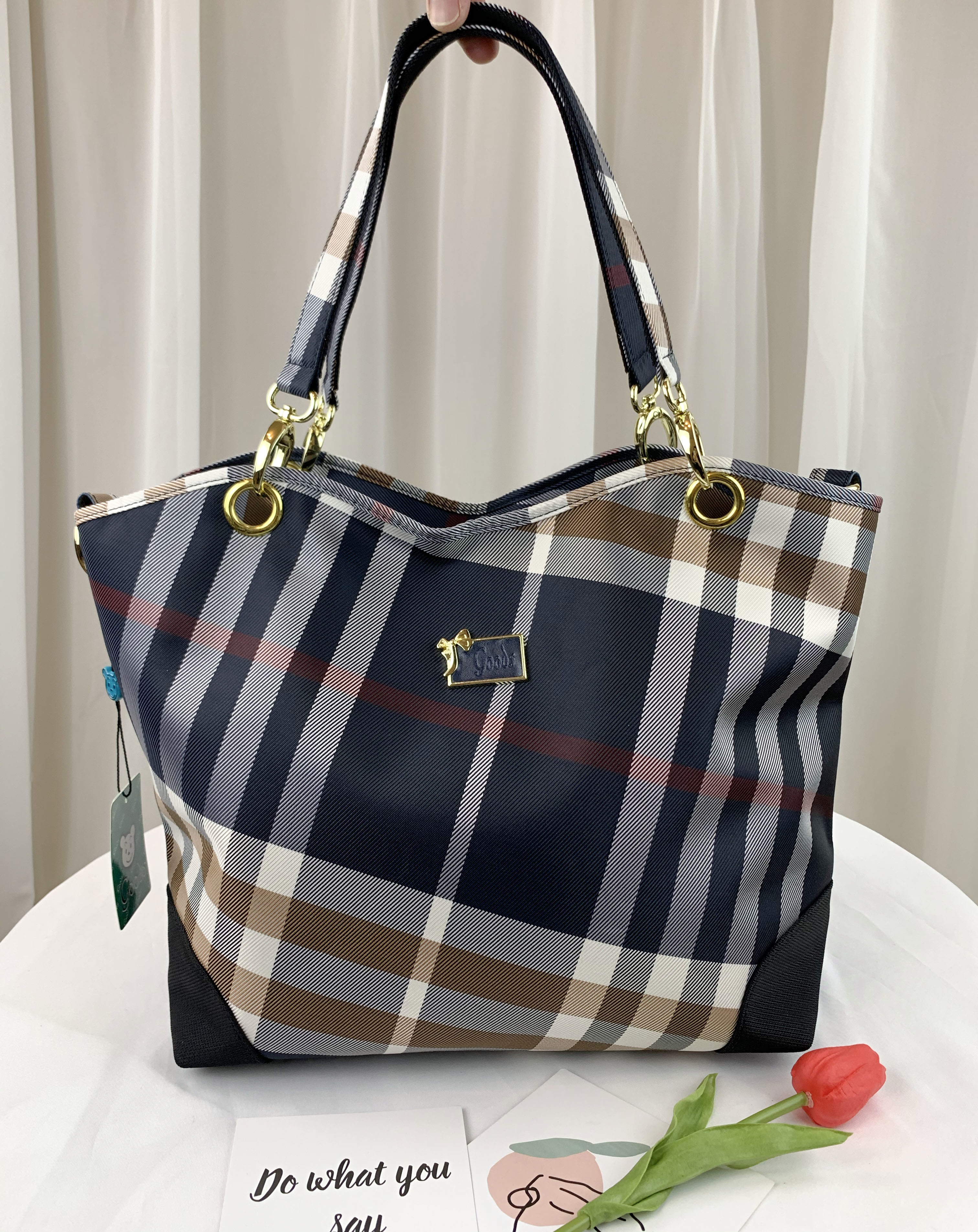 GOODS 大格黑 經典拼色防潑水手提包 / 側背包 #29472