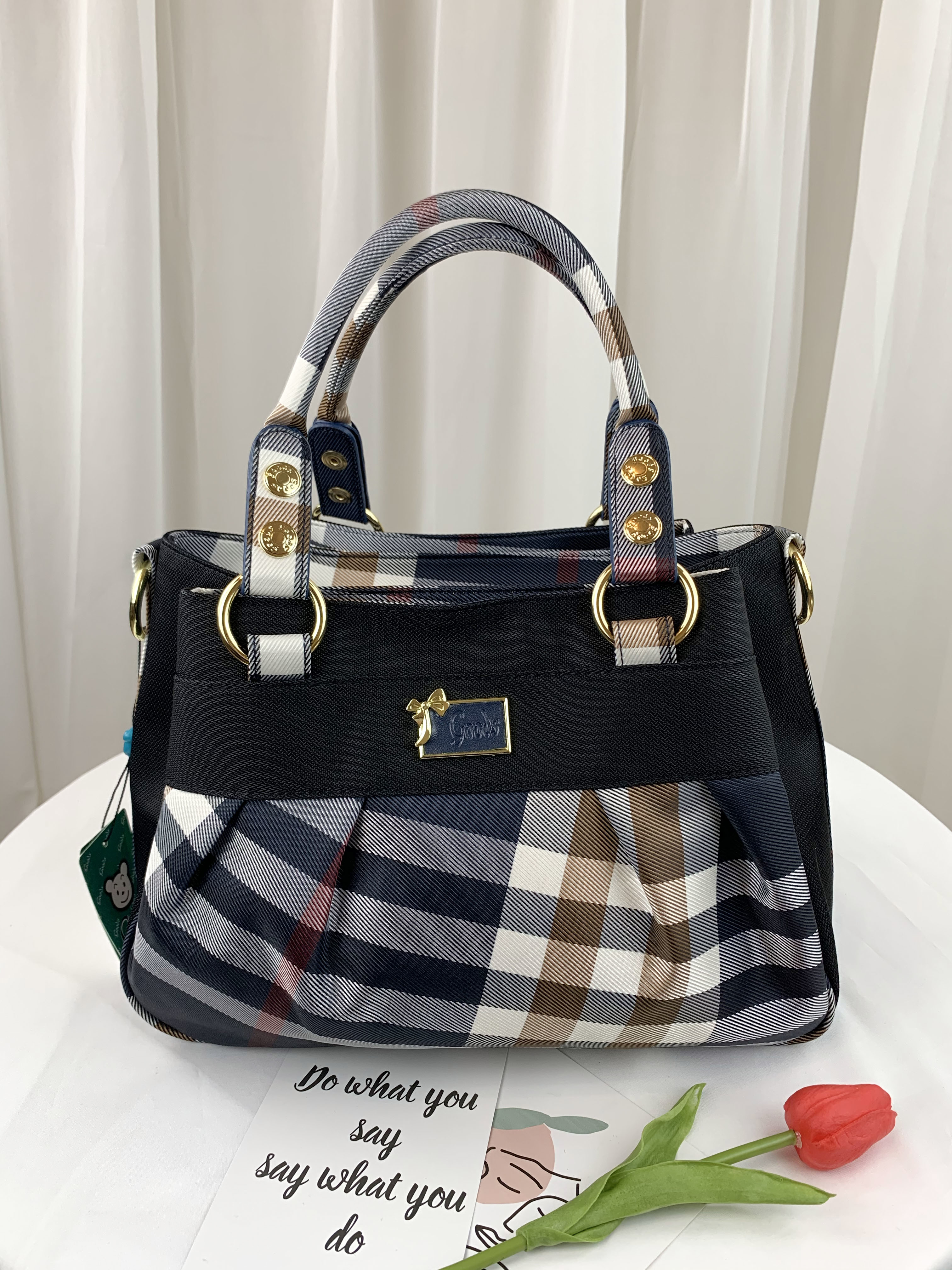 GOODS 大格黑 經典拼色手提包 / 側背包 #29537