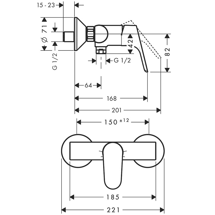 hansgrohe Focus 31960, -000 Single lever shower mixer for exposed installation