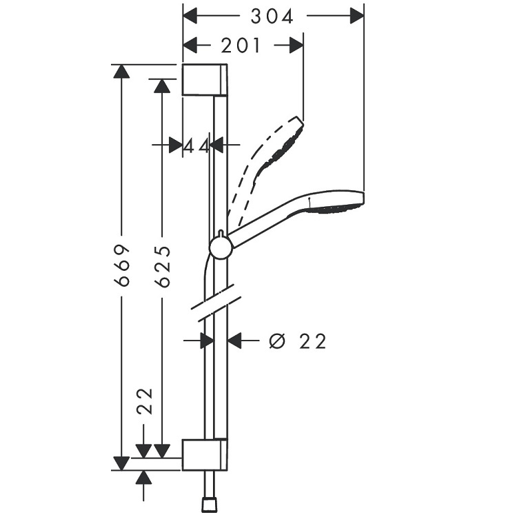 hansgrohe Croma Select E 26583, -400 Shower set Vario EcoSmart with shower bar 65 cm