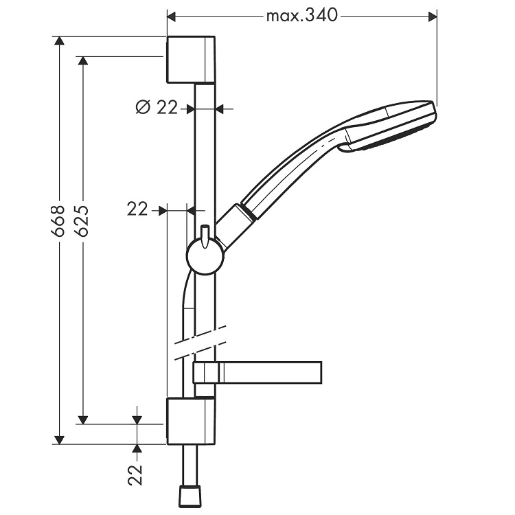 hansgrohe Croma 100 27772, -000 Shower set Vario with shower bar 65 cm and soap dish
