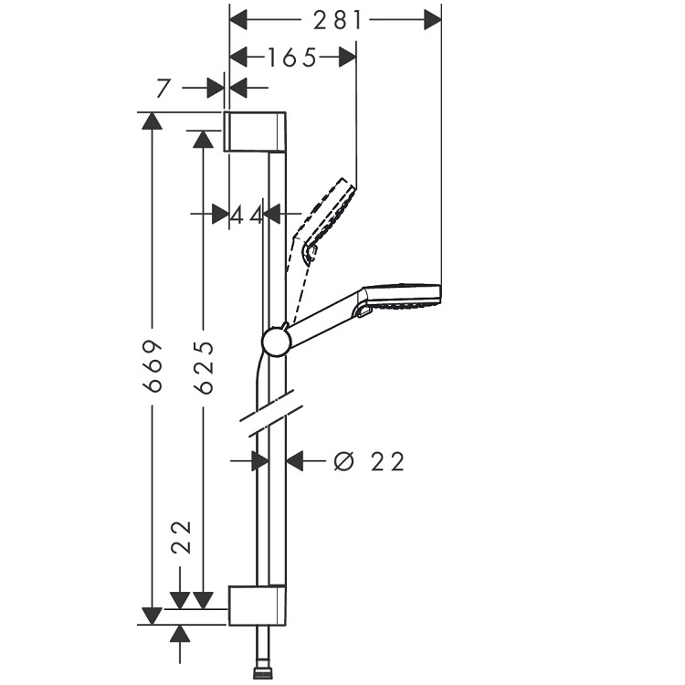 hansgrohe Crometta 26534, -400 Shower set Vario Ecosmart with shower bar 65 cm