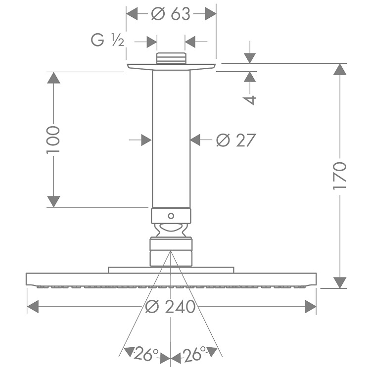 hansgrohe Raindance 27477, -000 Overhead shower 240 1jet with ceiling connector