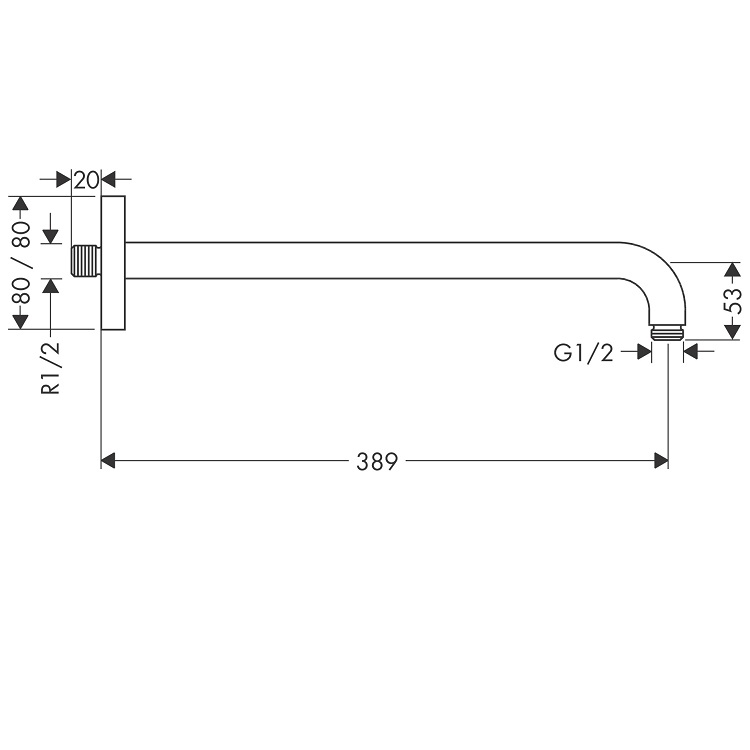 hansgrohe 27446, -000 Shower arm E 389 mm