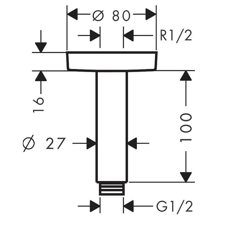hansgrohe 27393, -000 Ceiling connector S 100 mm