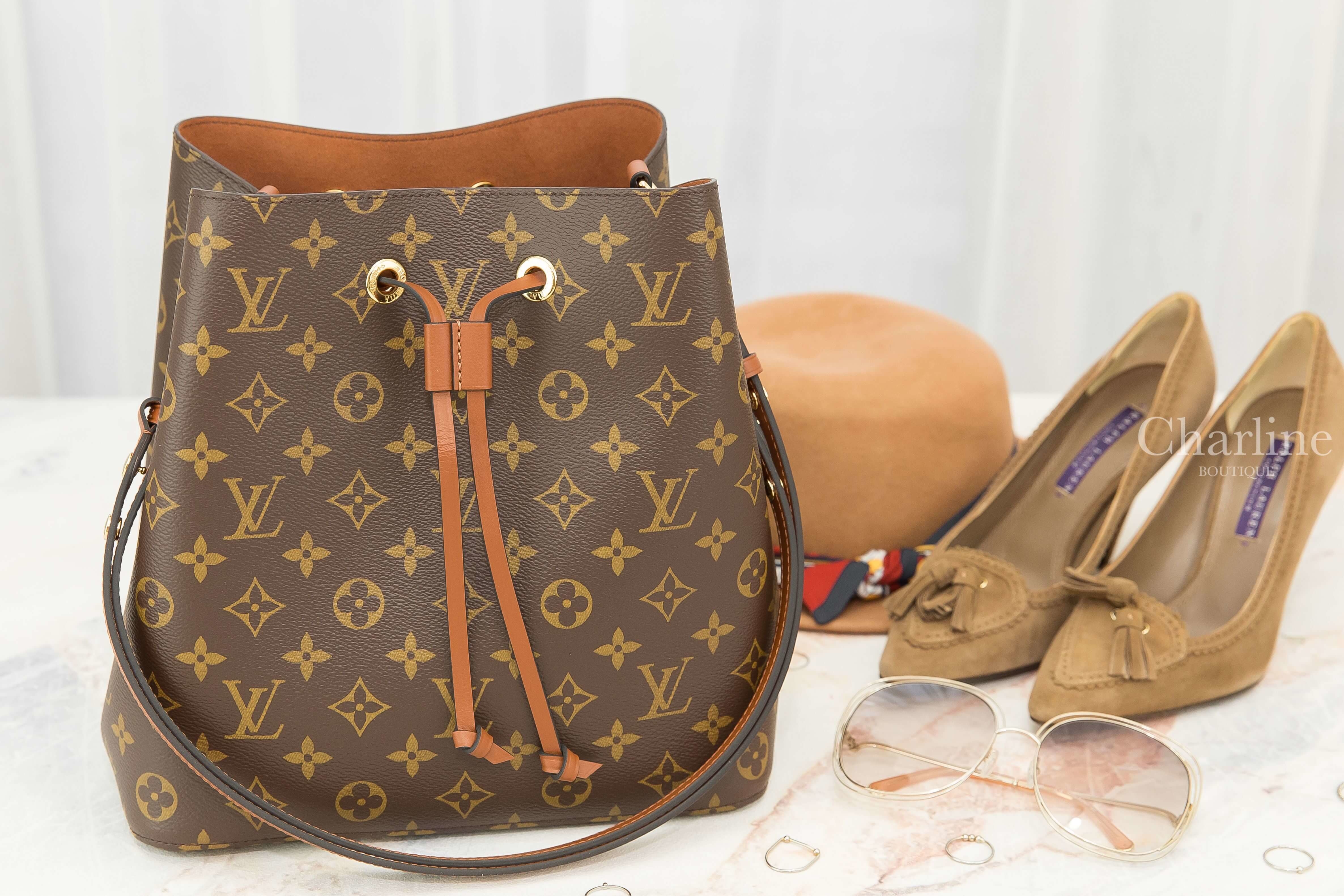 Louis Vuitton NEONOE MM 咖啡色與焦糖色水桶肩背斜背包