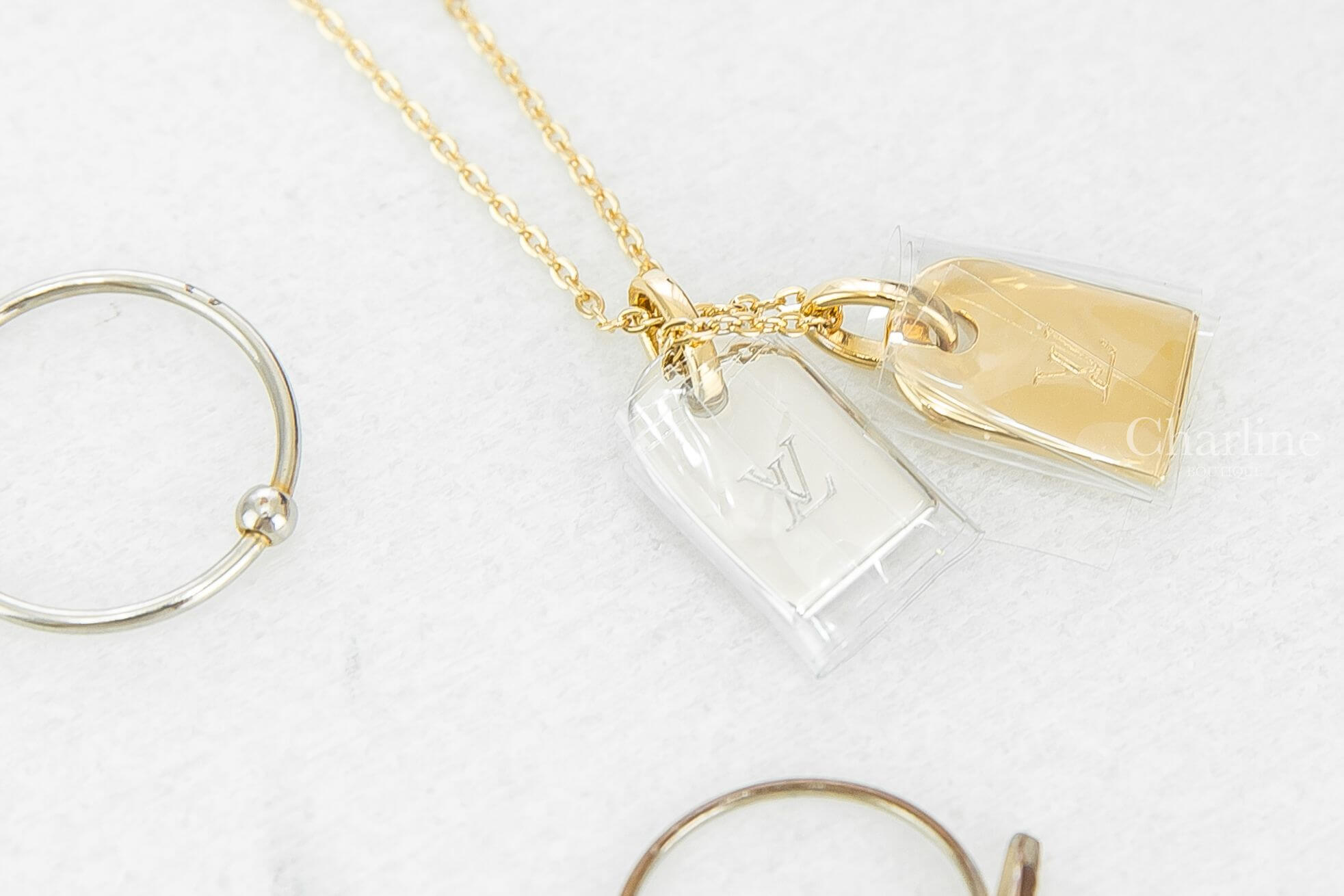 Louis Vuitton Nanogram Necklace 金色/銀色雙吊牌金色項鍊