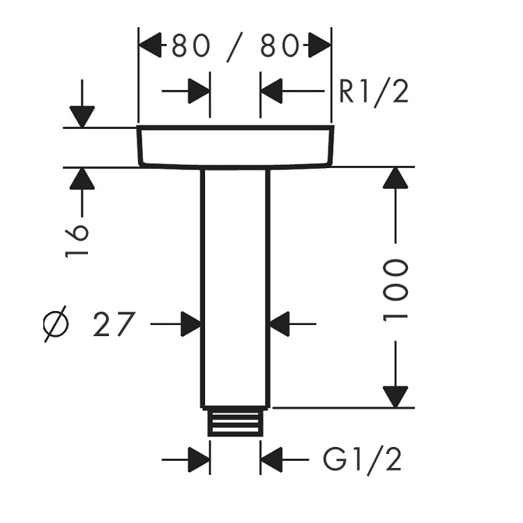 hansgrohe 27467, -000 Ceiling connector E 100mm