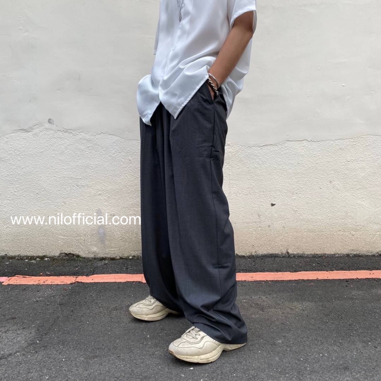 韓國 落地 大寬褲 垂墜感 西裝褲 闊腿褲