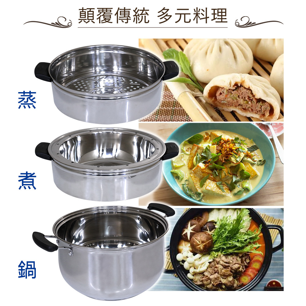 【西華SILWA】萬能媽咪不鏽鋼多功能蒸煮鍋28cm