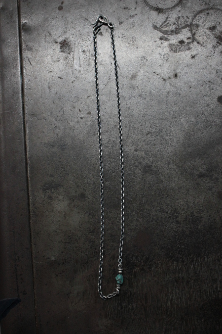 <預訂>SE-485 1.3mm 豆鏈/綠松石珠/普通掛鉤頸鏈