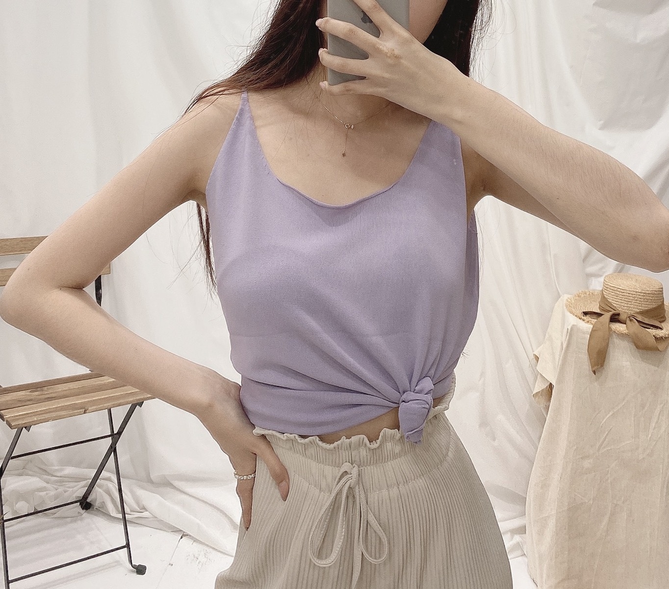 細肩帶針織背心/五色💜