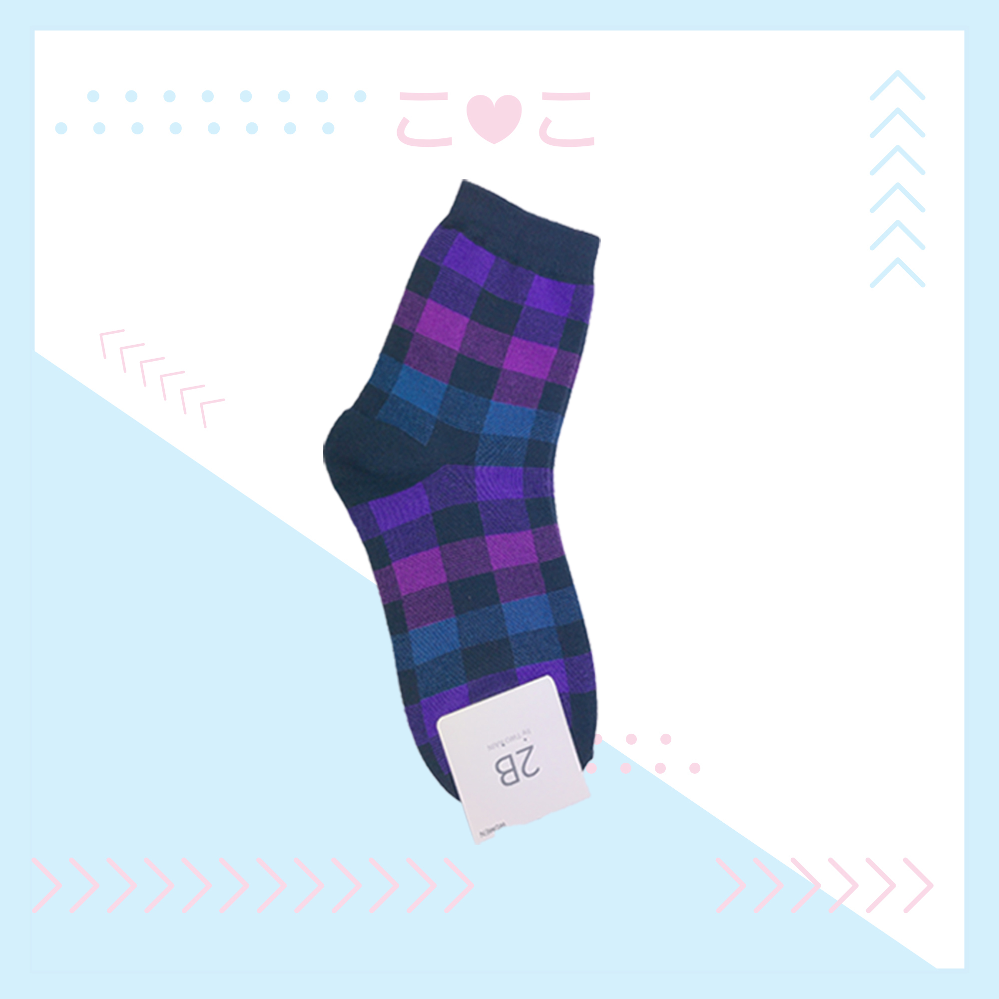 正韓霓虹格子造型襪子