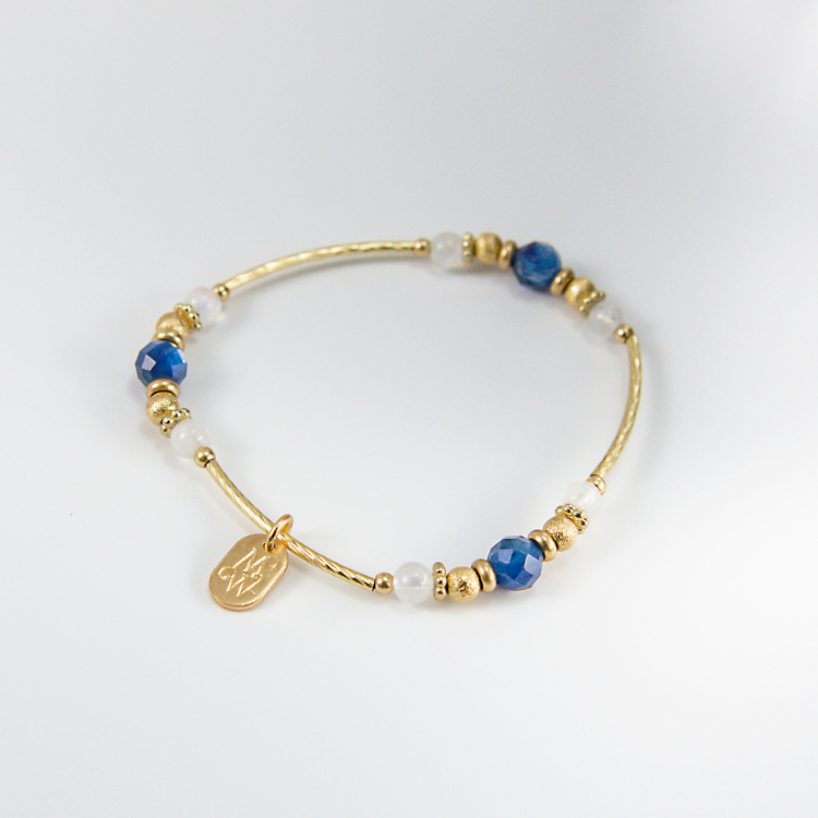 海邊的曼徹斯特｜C1243藍晶白月光黃銅手鍊