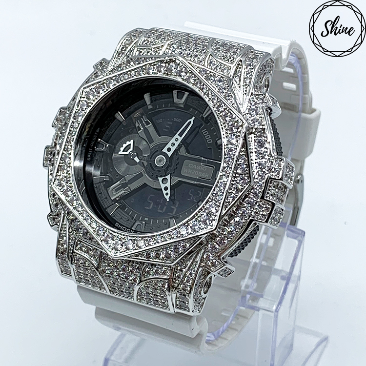 銀色 改裝手錶 GA-110GW-7A - 玫瑰