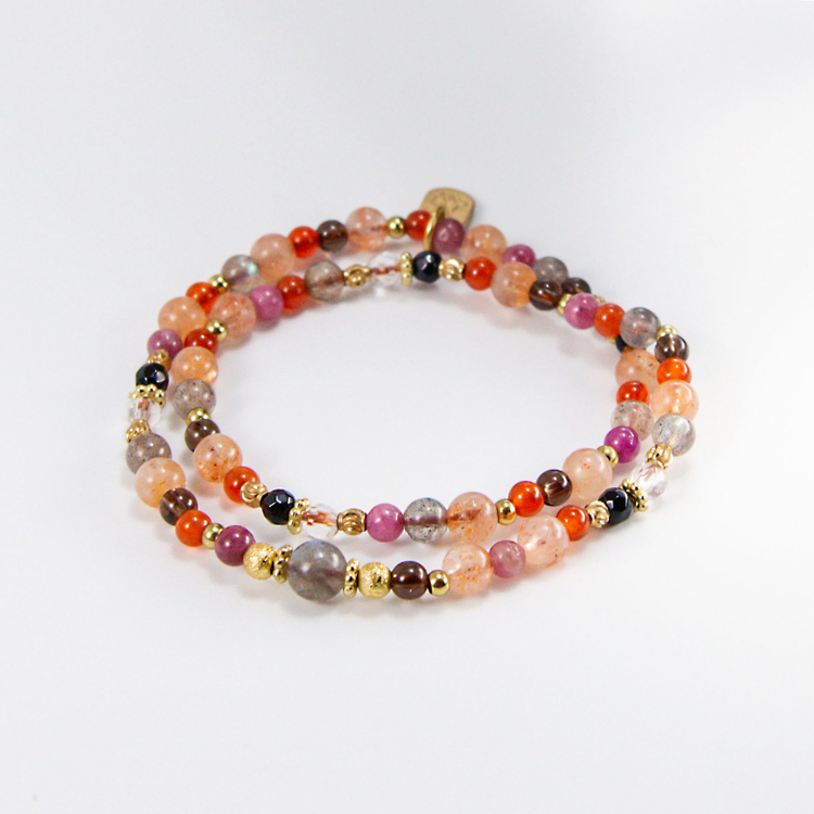 古典玫瑰園 // C1215紅玉髓太陽石雙圈手鍊