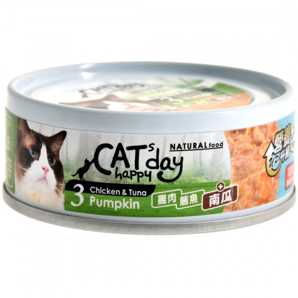 Cats happy day幸福時光-無穀低敏貓營養主食3號罐(雞肉+鮪魚+南瓜)80g 【24罐】
