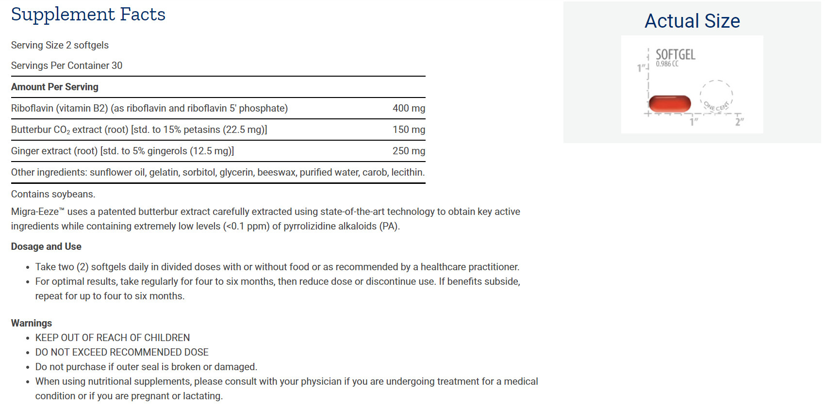 [預購] 蜂斗菜萃取 含核黃素 60粒軟膠囊 Life Extension Migra-Eeze Butterbur