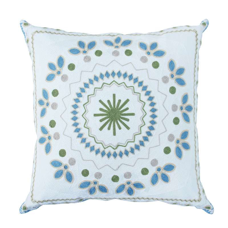 波希亞手工刺繡抱枕(45x45cm)_白茉莉