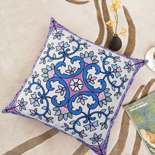 波希亞手工刺繡抱枕(45x45cm)_紫羅蘭