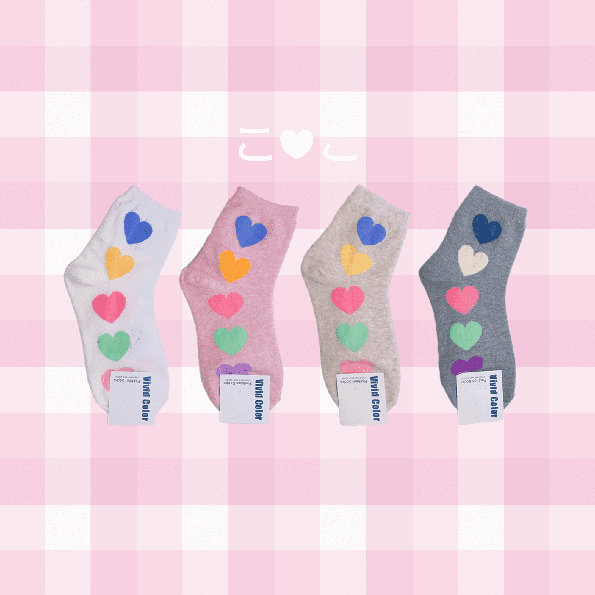 正韓彩色愛心造型襪子